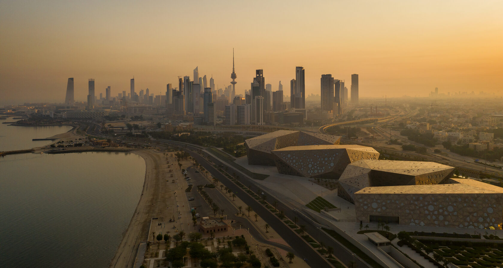 Middle East cityscape at sunset
